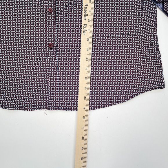 Duchamp Button Down Shirt Mens Large Blue Red Geometric Long Sleeve‎ Knit NEW - Picture 12 of 12